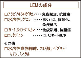 LEM シイタケ菌糸体培養培地抽出物（製法特許 No. 1957839）
